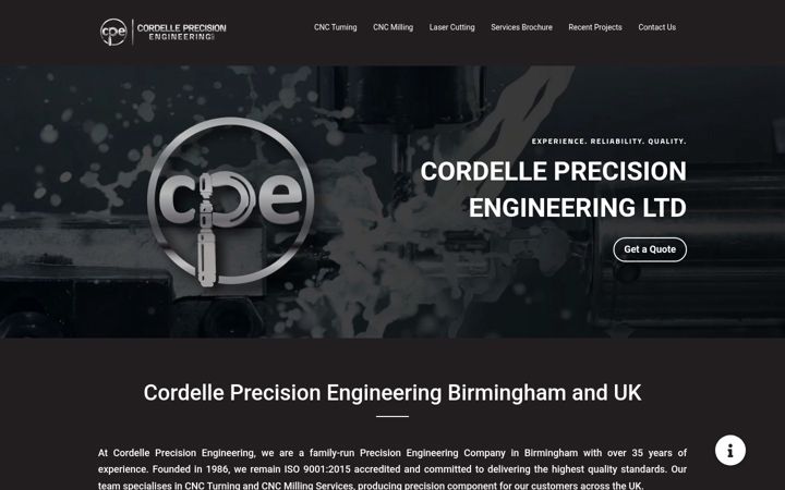 Screenshot of cordelleprecision.co.uk