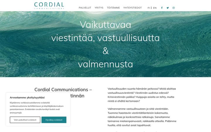 Screenshot of cordial.fi