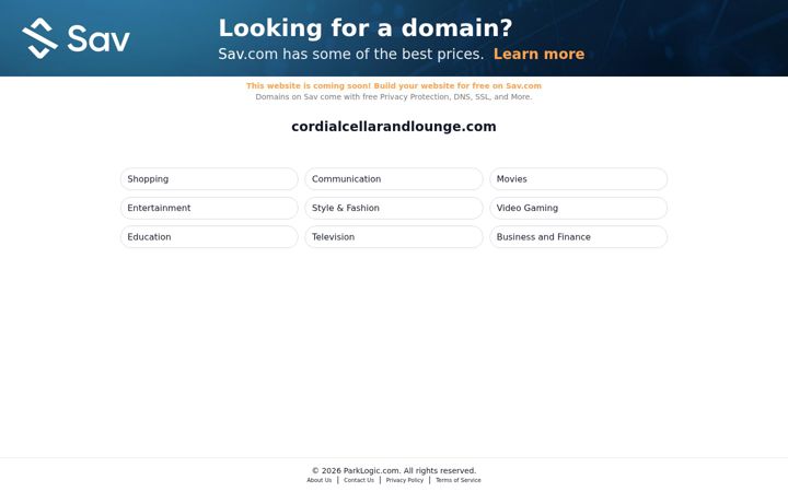 Screenshot of cordialcellarandlounge.com