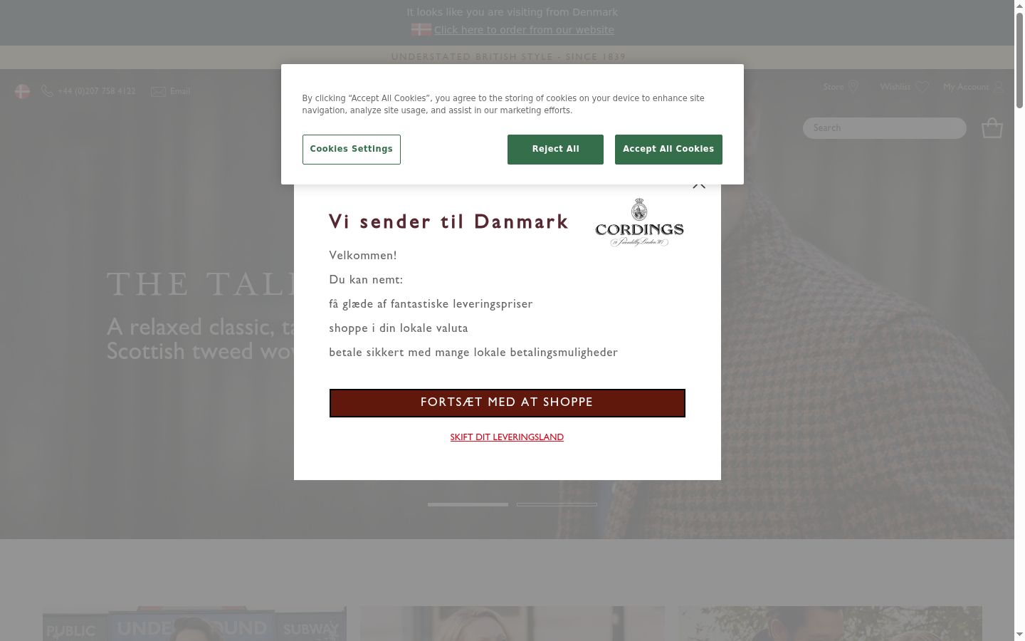 Screenshot del banner di consenso mostrato prima di qualsiasi interazione
