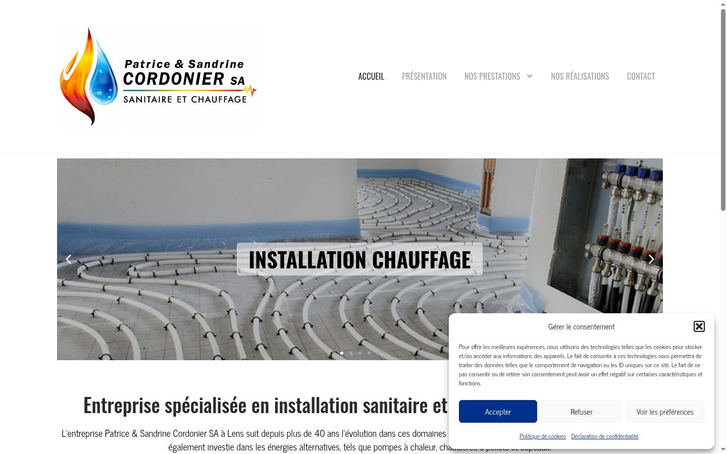 Screenshot del banner di consenso mostrato prima di qualsiasi interazione