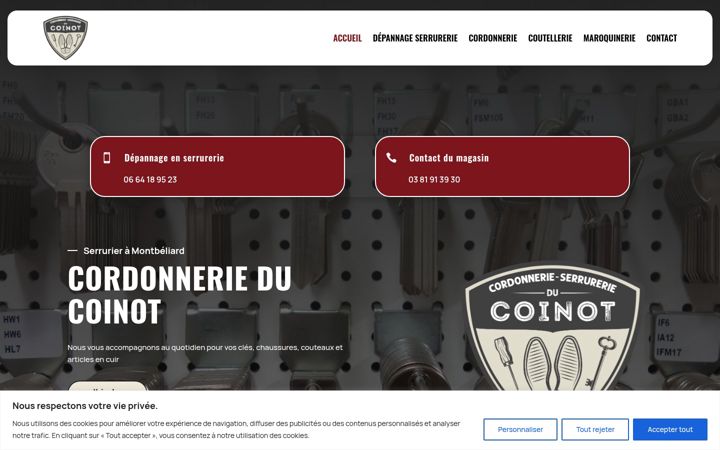 Screenshot of cordonnerie-serrurerie-coinot.fr