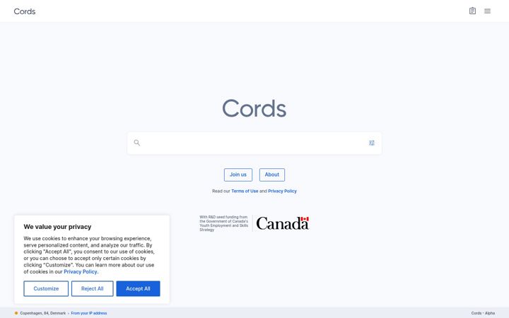Screenshot of cords.ai