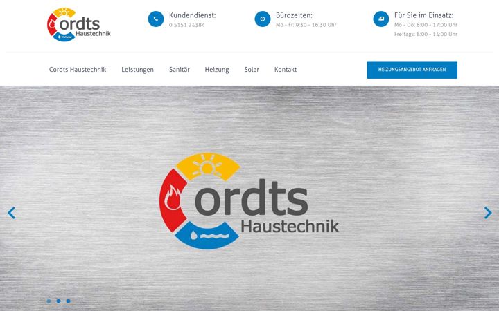 Screenshot of cordts-haustechnik.de