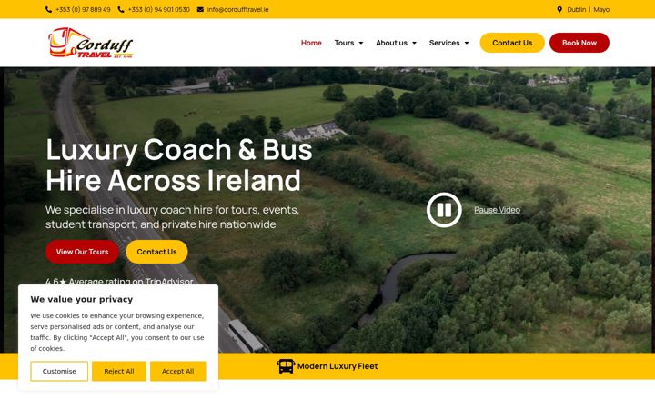Screenshot ta' cordufftravel.ie