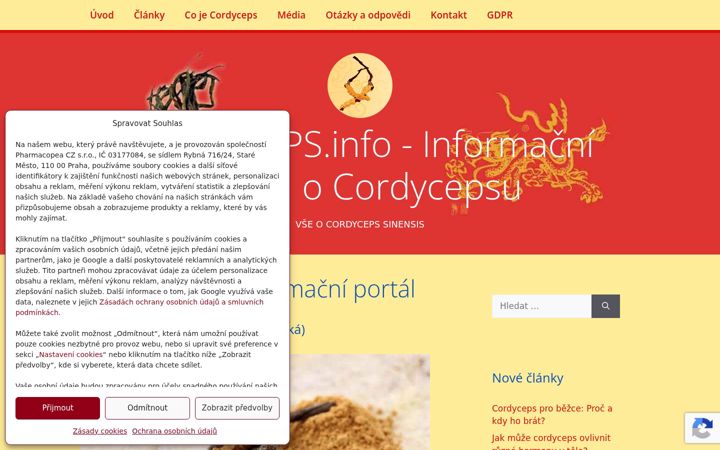 Screenshot of cordyceps.info