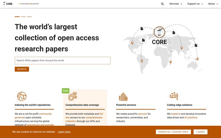 Screenshot of core.ac.uk