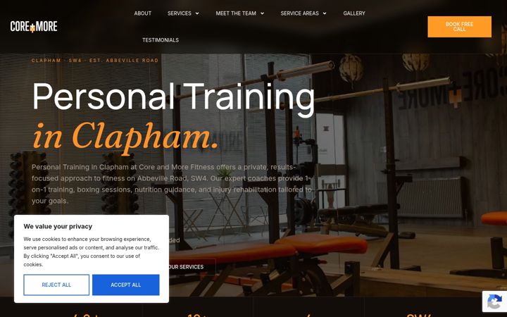 Screenshot ta' coreandmorefitness.co.uk