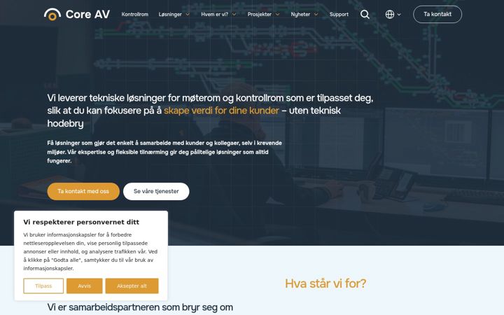 Screenshot of coreav.no