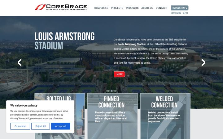 Screenshot of corebrace.com