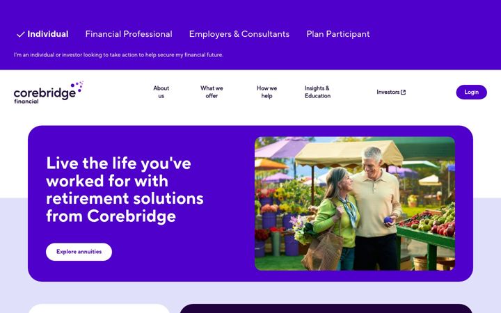 Екранна снимка на corebridgefinancial.com