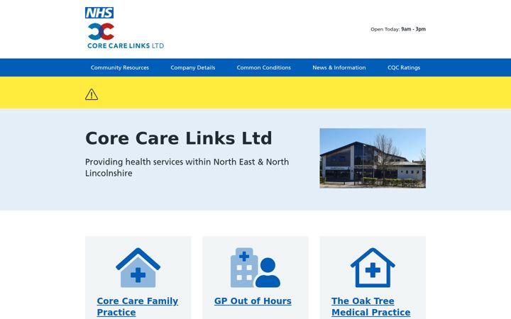 Screenshot von corecarelinks.co.uk