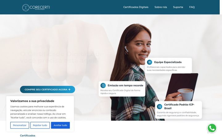 Screenshot of corecertificados.com.br