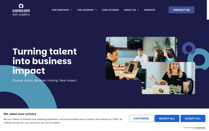 Screenshot von corecomtechacademy.co.uk