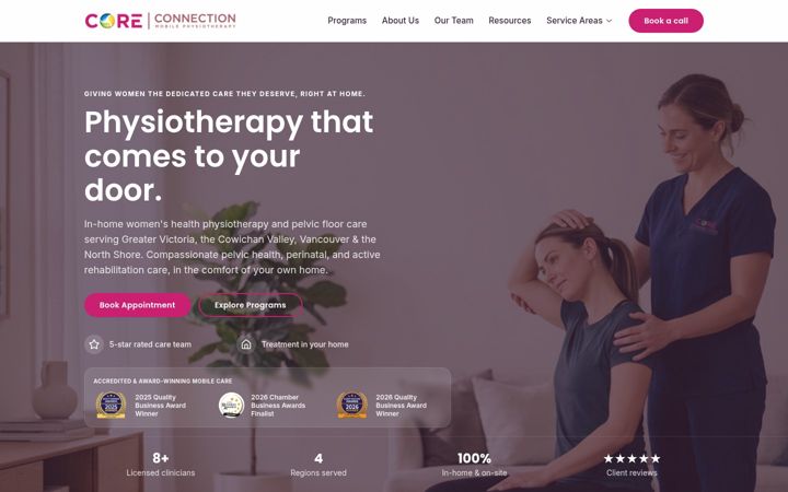 Screenshot of coreconnectionphysio.com