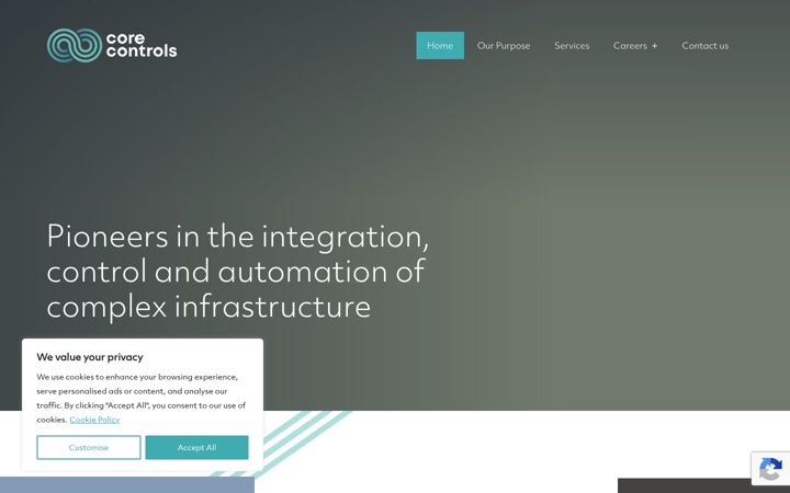 Screenshot of corecontrols.co.uk