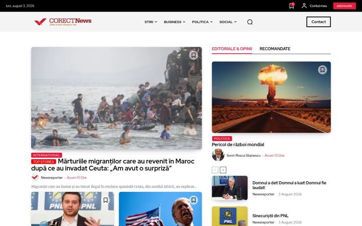 Screenshot of corect-news.ro