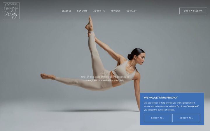 Екранна снимка на coredefinepilates.co.za