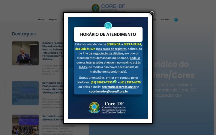 Snimka zaslona za coredf.org.br