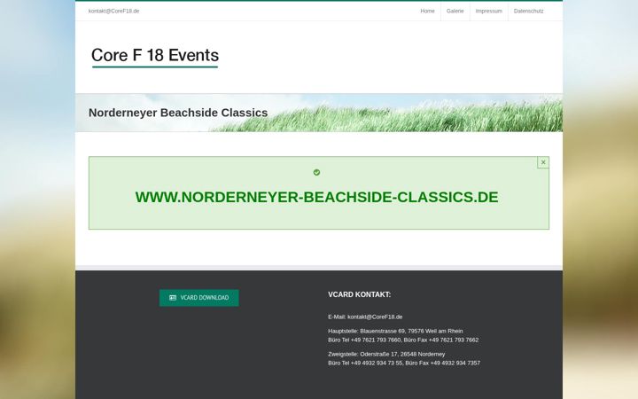 Screenshot of coref18.de