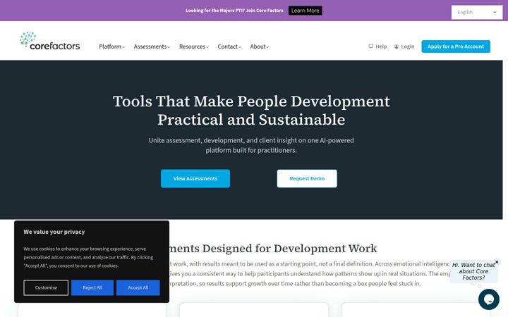 Screenshot of corefactors.com