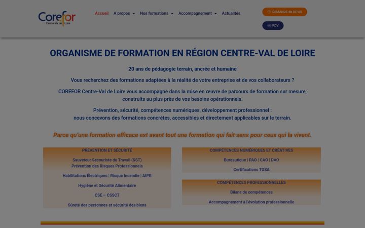 Screenshot of corefor-centrevaldeloire.com