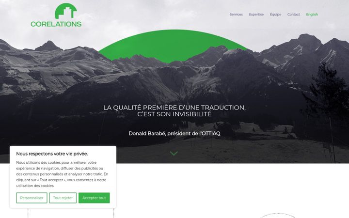Screenshot of corelations.ca