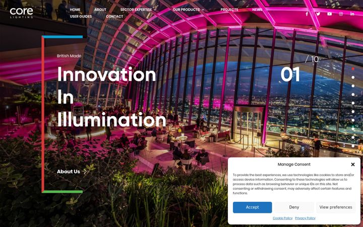 Screenshot von corelighting.co.uk