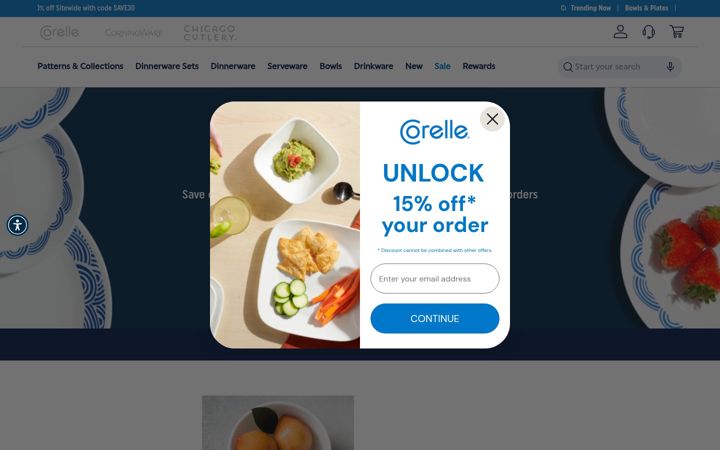 Screenshot of corelle.com