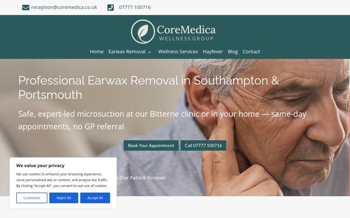 Screenshot von coremedica.co.uk