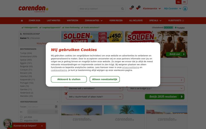 Screenshot of corendon.be