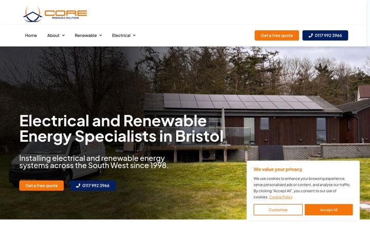 Screenshot of corerenewablesolutions.co.uk