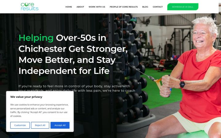 Screenshot of coreresults.co.uk