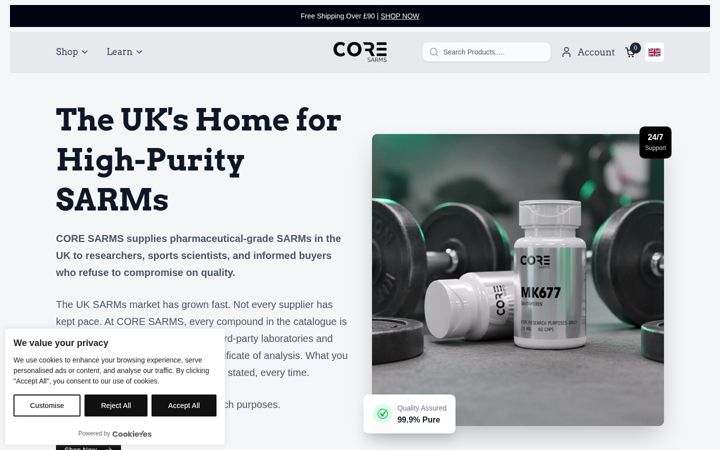 Snímek obrazovky coresarms.co.uk