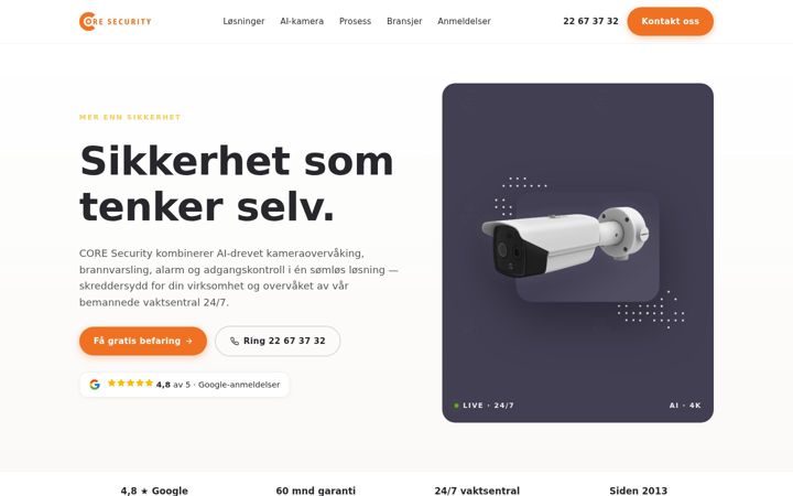 Ekrano kopija coresecurity.no