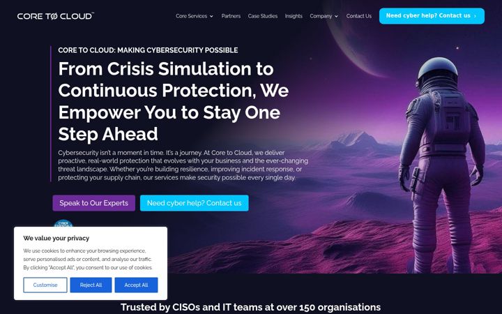Screenshot of coretocloud.co.uk