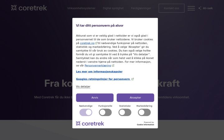 Ekrano kopija coretrek.no
