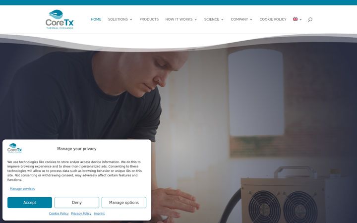 Screenshot of coretxcooling.com