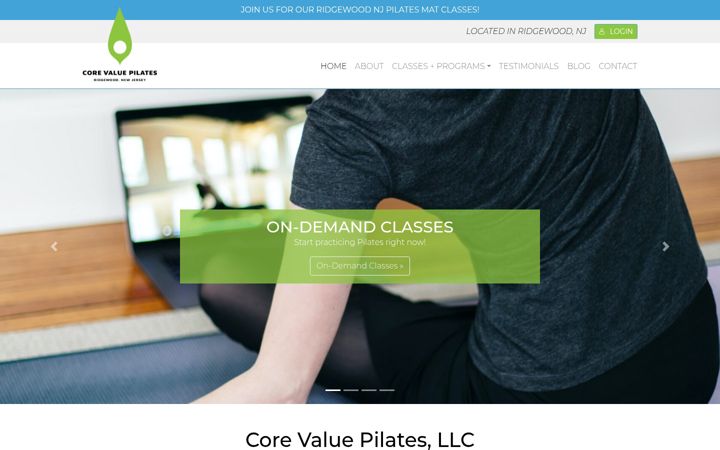 Screenshot of corevaluepilates.com