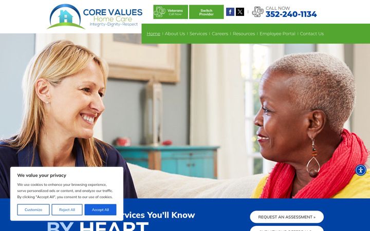 Screenshot of corevalueshc.com
