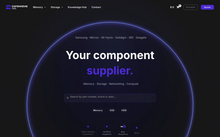 Screenshot of corewavelabs.com