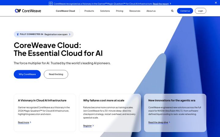 Captura de ecrã de coreweave.com
