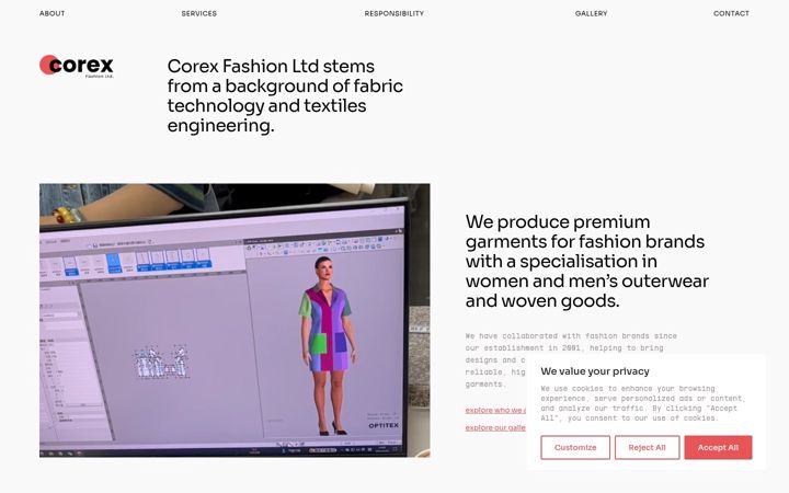 Screenshot of corexfashion.com