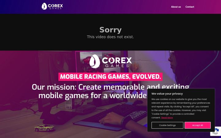 Screenshot of corexgames.com