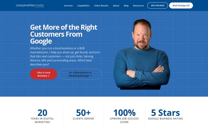 Screenshot of coreykoehlermedia.com
