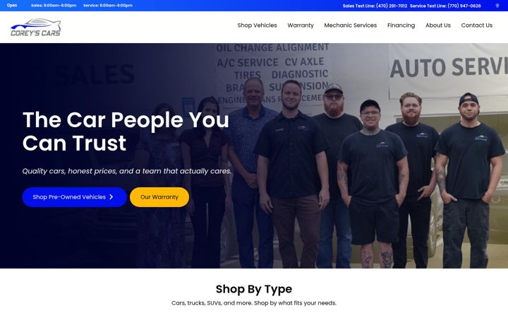 Screenshot of coreyscarsga.com