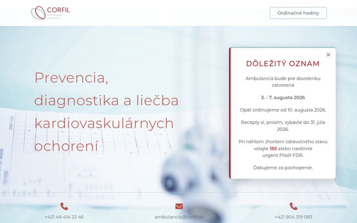 Screenshot of corfil.sk