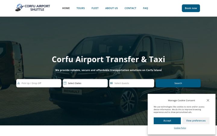 Screenshot of corfuairportshuttle.com