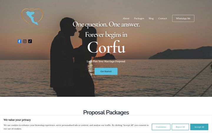 Screenshot of corfumarriageproposals.com