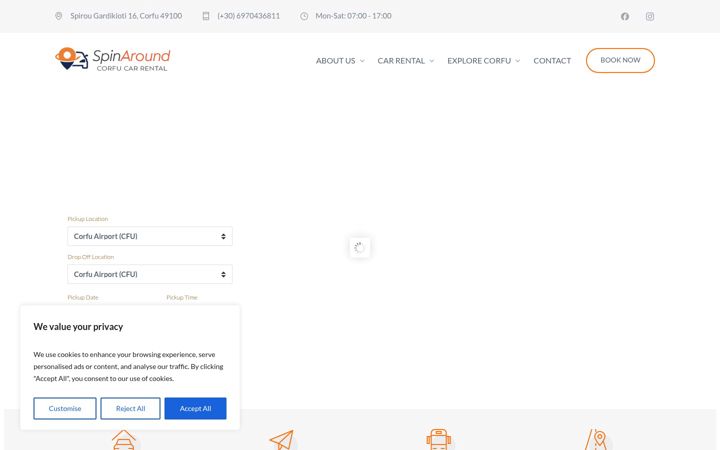 Screenshot of corfuspinaround.com